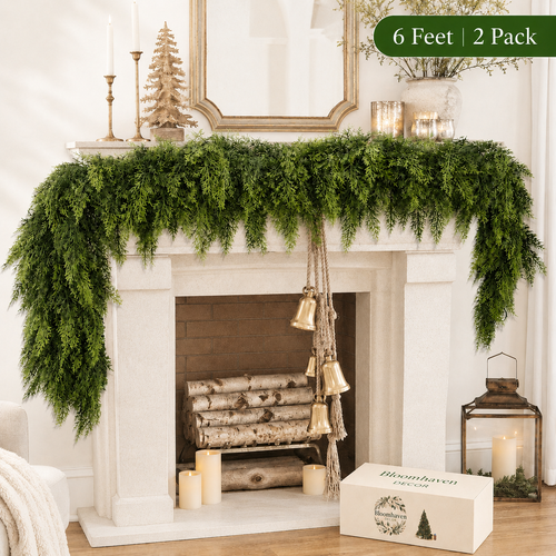 6 FT Real Touch Artificial Cedar Garlands, 2-Pack