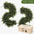 6 FT Real Touch Artificial Cedar Garlands, 2-Pack