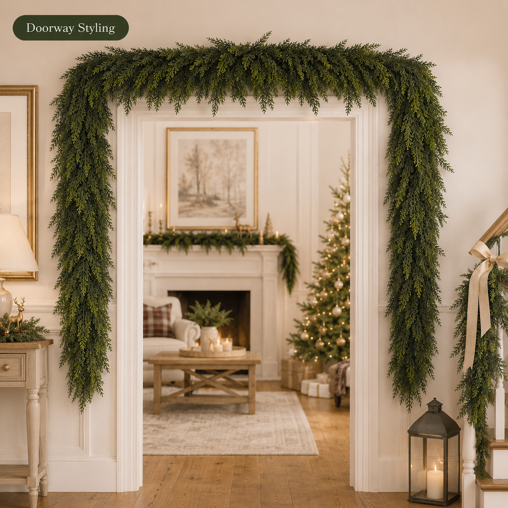 6 FT Real Touch Artificial Cedar Garlands, 2-Pack