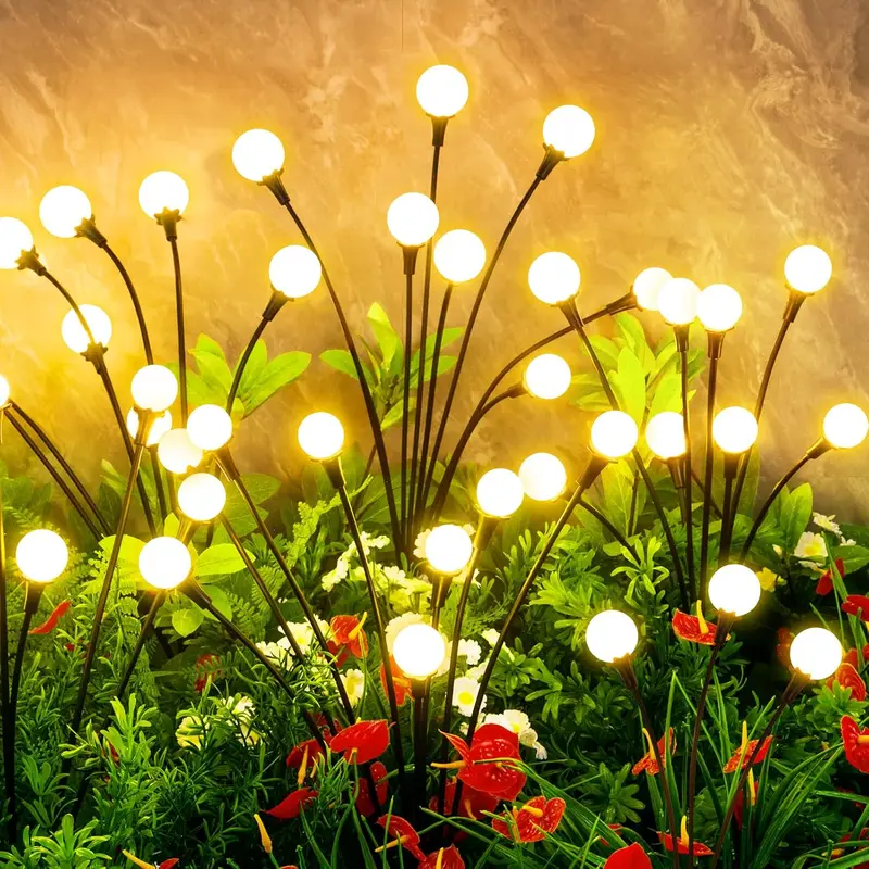 Outdoor Solar Firefly Garden Lights – Warm White LED Stakes (4 or 8 Pack)