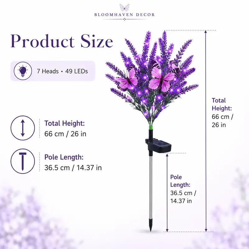 Solar Butterfly Lavender Garden Lights – Purple LED Stakes (2 or 4 Pack)