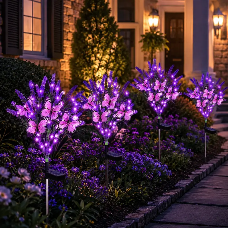 Solar Butterfly Lavender Garden Lights – Purple LED Stakes (2 or 4 Pack)