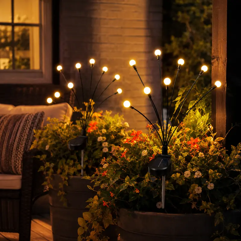 Outdoor Solar Firefly Garden Lights – Warm White LED Stakes (4 or 8 Pack)