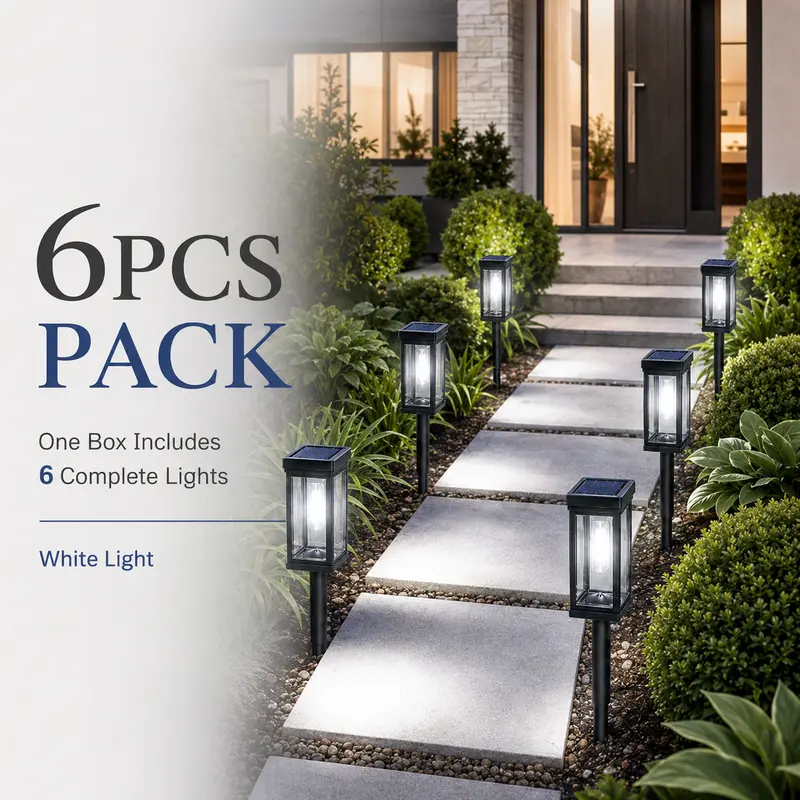 6 Pack Solar Pathway Lights – Waterproof Outdoor Garden Stakes (Warm or Cool White)