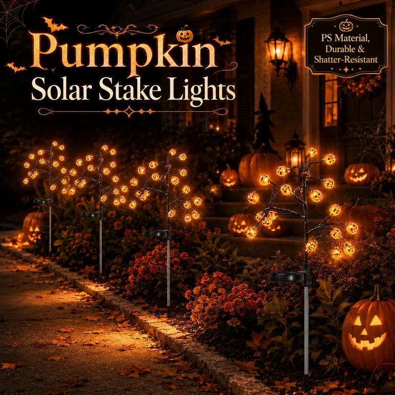 Pumpkin Solar Stake Lights – Halloween Outdoor Garden Decor (2, 4 or 8 Pack)
