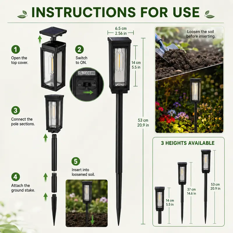 6 Pack Solar Pathway Lights – Waterproof Outdoor Garden Stakes (Warm or Cool White)
