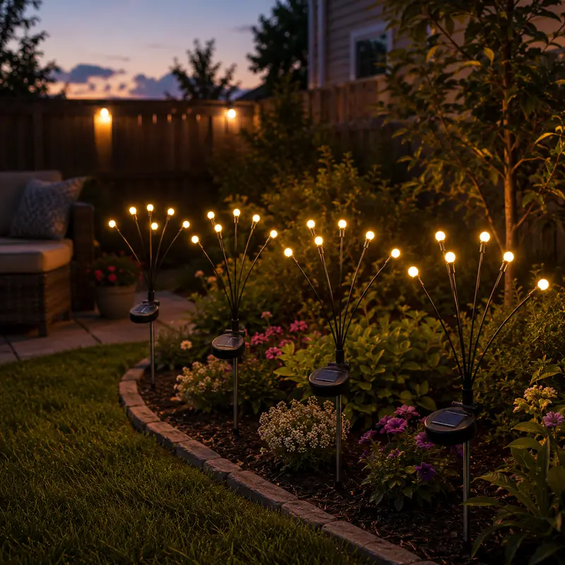 Outdoor Solar Firefly Garden Lights – Warm White LED Stakes (4 or 8 Pack)